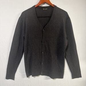 Smartwool Merino Wool Blend Cardigan Sweater Mens Large Charcoal Gray Knit